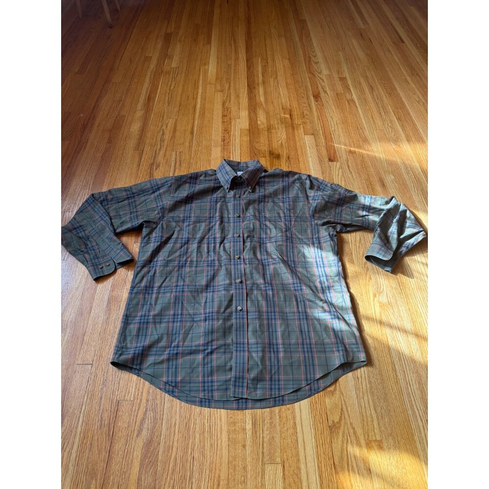 Brooks Brothers The Original Polo Shirt L Green Plaid Long Sleeve Button-Down